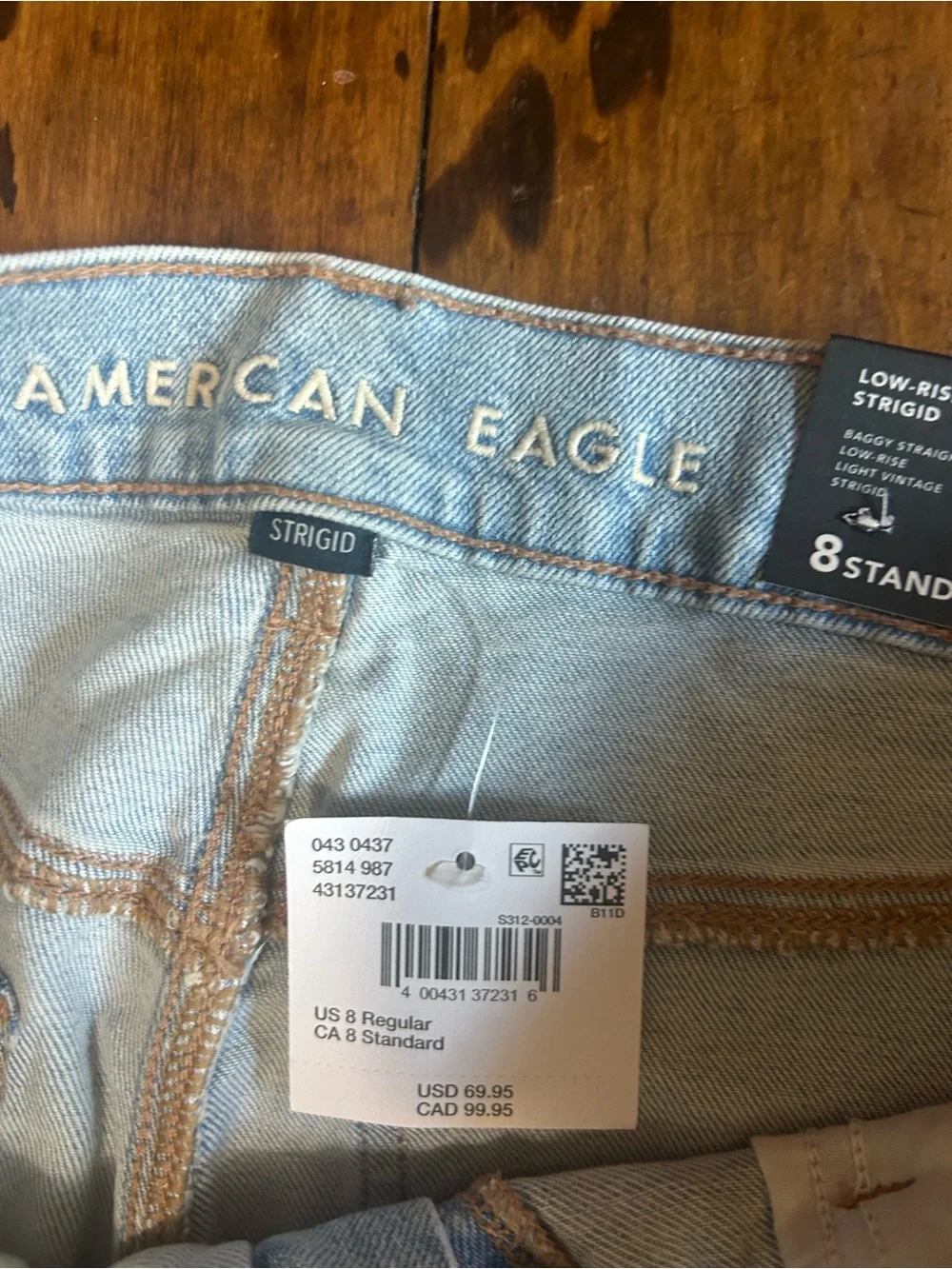 American Eagle Outfitters Light Blue Distressed Straight Leg Jeans